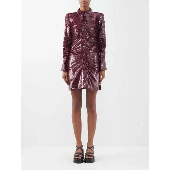 SEQUINS SHIRT MINI DRESS - Ganni - Woman